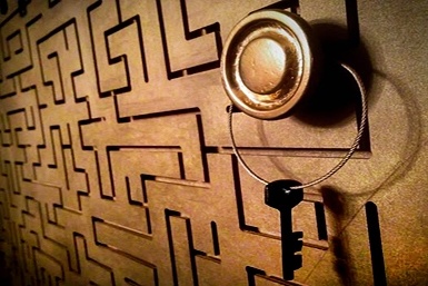 A doorknob with a key.