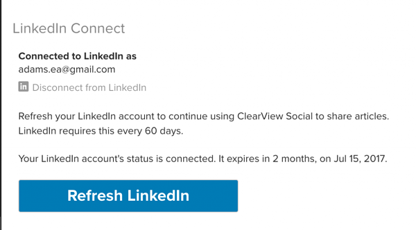 Refreshing Linkedin via Clearview Social 