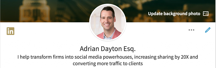 Adrian Dayton Esq. Linkedin header example
