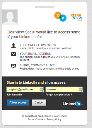 Sign in to Linkedin example 