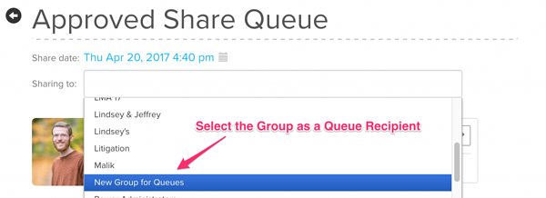 Approved to share queue example 
